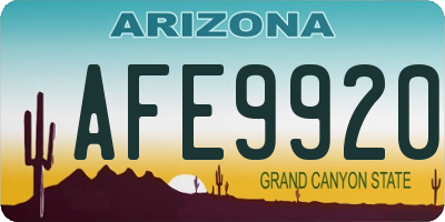 AZ license plate AFE9920