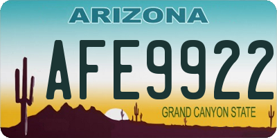 AZ license plate AFE9922
