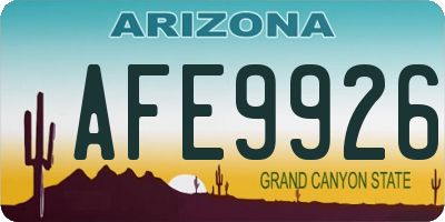 AZ license plate AFE9926