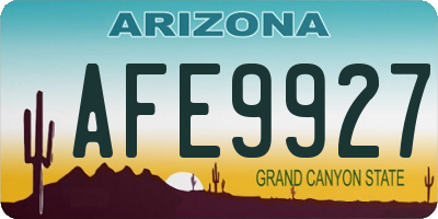 AZ license plate AFE9927