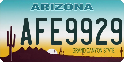 AZ license plate AFE9929