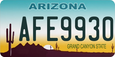 AZ license plate AFE9930