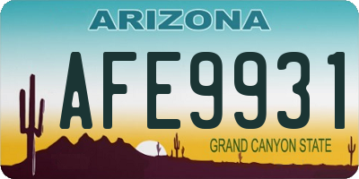 AZ license plate AFE9931