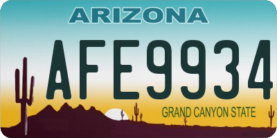 AZ license plate AFE9934