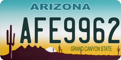 AZ license plate AFE9962