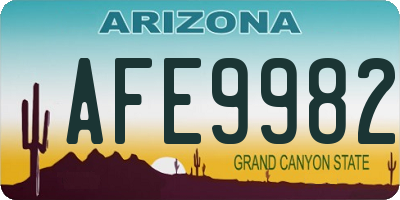 AZ license plate AFE9982