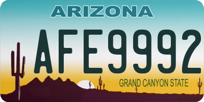 AZ license plate AFE9992