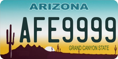 AZ license plate AFE9999