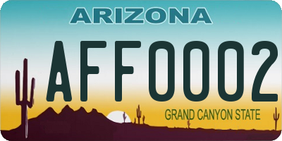 AZ license plate AFF0002