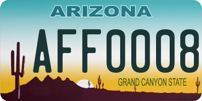 AZ license plate AFF0008