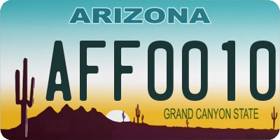 AZ license plate AFF0010