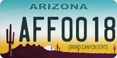 AZ license plate AFF0018