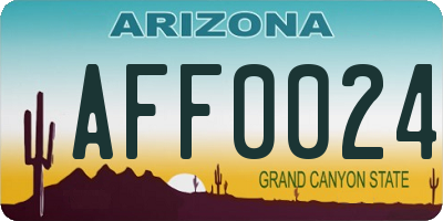 AZ license plate AFF0024
