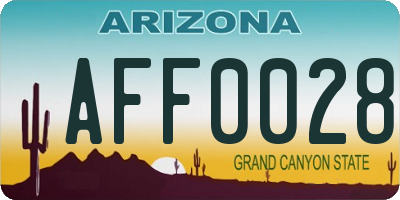 AZ license plate AFF0028