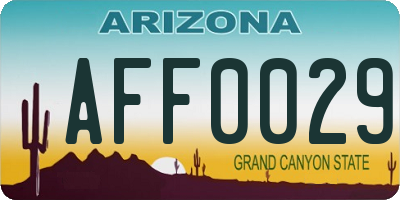 AZ license plate AFF0029