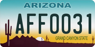 AZ license plate AFF0031