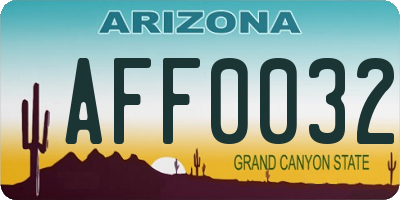 AZ license plate AFF0032