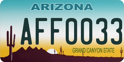 AZ license plate AFF0033