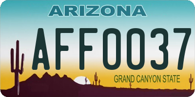 AZ license plate AFF0037