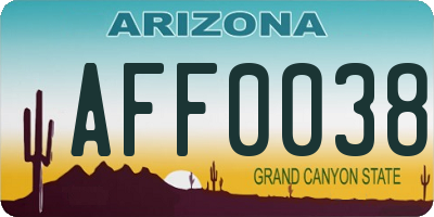 AZ license plate AFF0038