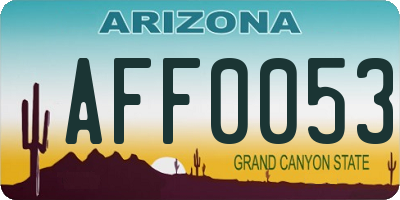 AZ license plate AFF0053