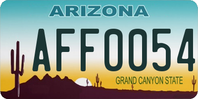 AZ license plate AFF0054