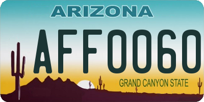 AZ license plate AFF0060