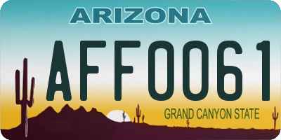 AZ license plate AFF0061