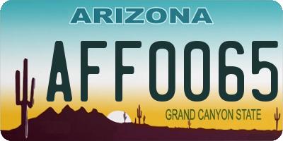 AZ license plate AFF0065