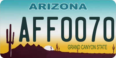 AZ license plate AFF0070