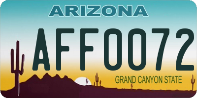 AZ license plate AFF0072