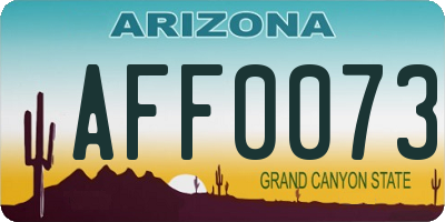AZ license plate AFF0073