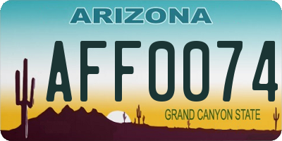 AZ license plate AFF0074