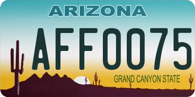 AZ license plate AFF0075