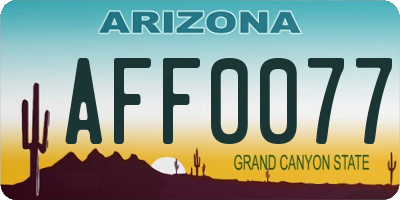 AZ license plate AFF0077