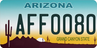 AZ license plate AFF0080
