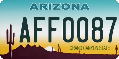 AZ license plate AFF0087