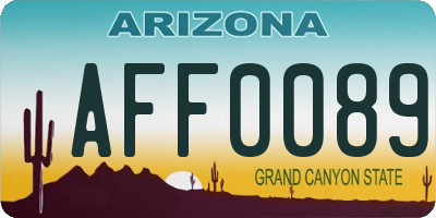 AZ license plate AFF0089