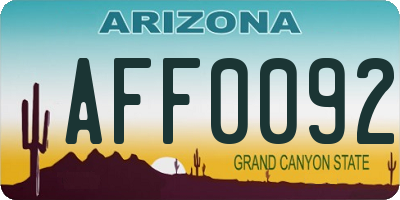 AZ license plate AFF0092