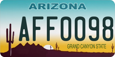 AZ license plate AFF0098