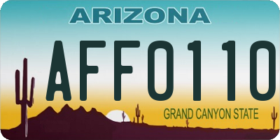 AZ license plate AFF0110