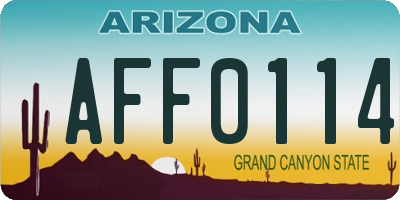 AZ license plate AFF0114