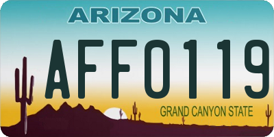 AZ license plate AFF0119