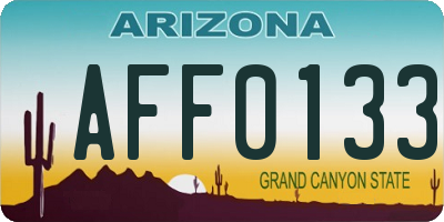 AZ license plate AFF0133