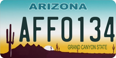 AZ license plate AFF0134