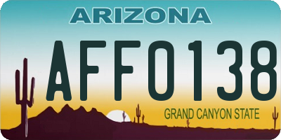 AZ license plate AFF0138