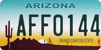 AZ license plate AFF0144