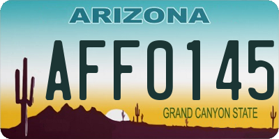 AZ license plate AFF0145