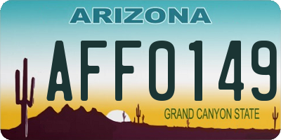 AZ license plate AFF0149