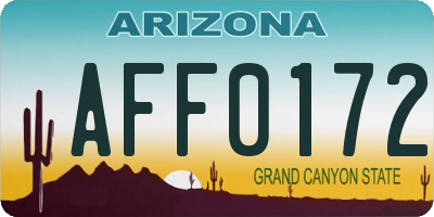 AZ license plate AFF0172